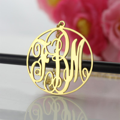 18ct Gold Plated Circle Initial Monogram Necklace - Name My Jewellery