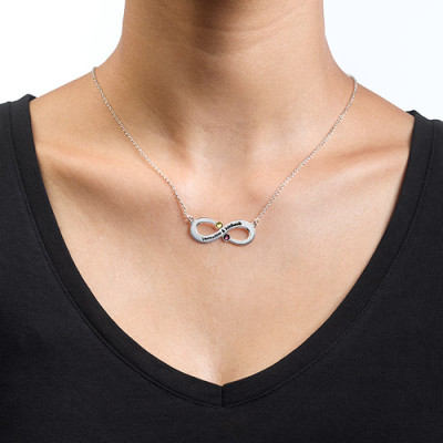 Couple's Infinity Necklace with Birthstones  - Name My Jewellery