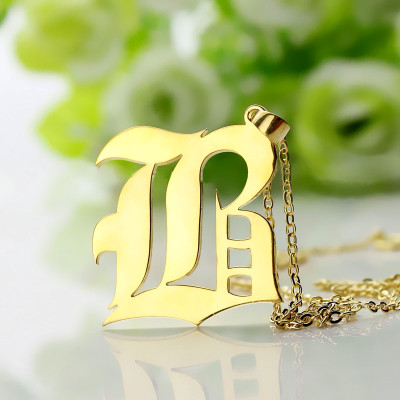 Custom Mens Initial Letter Charm Old English 18ct Gold Plated - Name My Jewellery