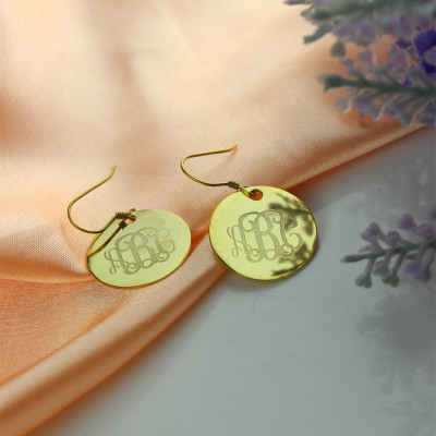 Disc Signet Monogram Earrings In Gold - Name My Jewellery