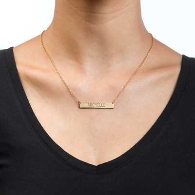 Engraved Bar Necklace in Gold Plating - Name My Jewellery