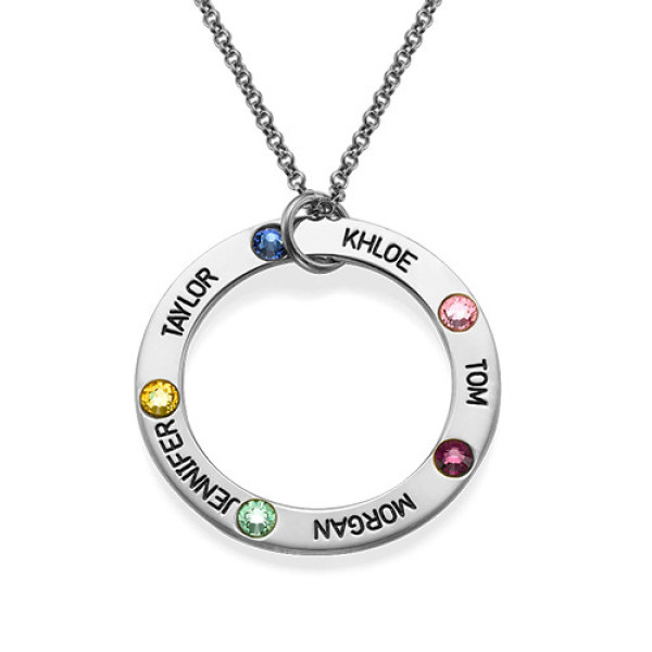 Engraved Birthstone Necklace for Mum  - Name My Jewellery