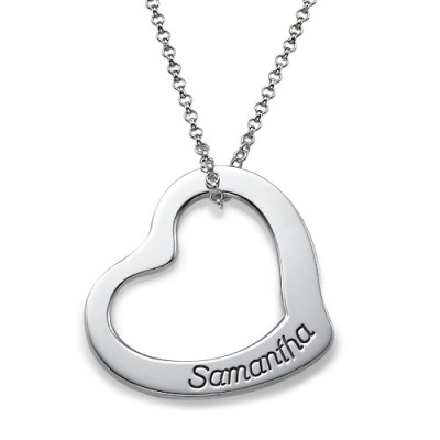 Engraved Floating Heart Necklace - Name My Jewellery