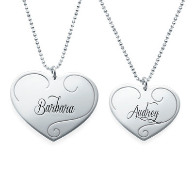 Engraved Heart Pendants - Mother Daughter Jewellery - Name My Jewellery