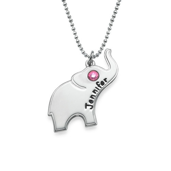 Engraved Silver Elephant Necklace - Name My Jewellery