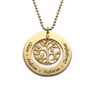 Present for Mum - Gold Plated Family Tree Necklace - Name My Jewellery