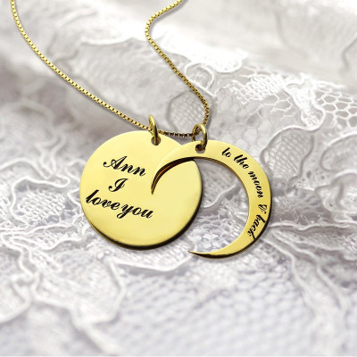 I Love You to The Moon and Back Love Necklace 18ct Gold Plated - Name My Jewellery