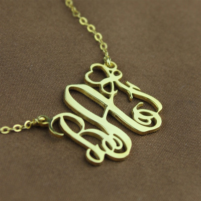 Personalised Initial Monogram Necklace With Heart 18ct Gold Plated - Name My Jewellery