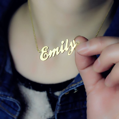 Cursive Nameplate Necklace 18ct Gold Plated - Name My Jewellery