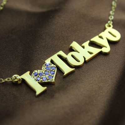 18ct Gold Plated I Love You Name Necklace with Birthstone  - Name My Jewellery