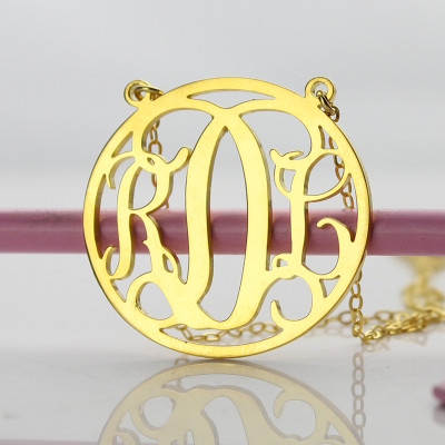 18ct Gold Plated Circle Monogram Necklace - Name My Jewellery