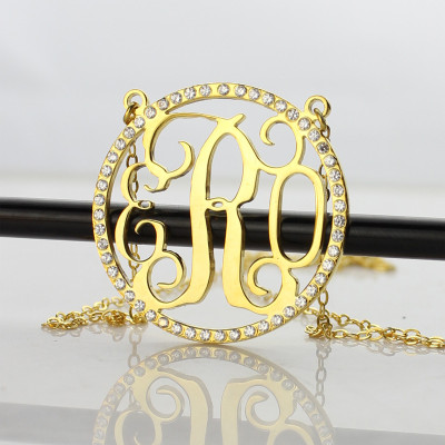18ct Gold Plated Circle Birthstone Monogram Necklace  - Name My Jewellery