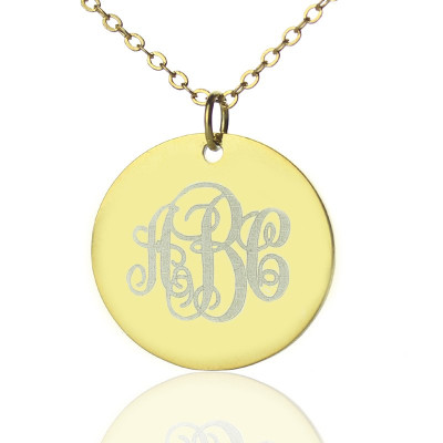 Disc Script Monogram Necklace 18ct Gold Plated - Name My Jewellery