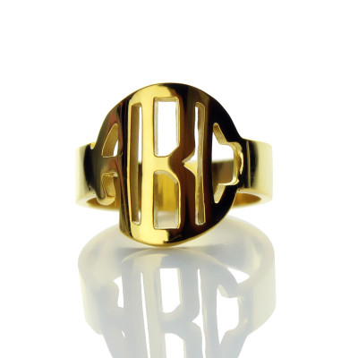 18ct Gold Plated Block Monogram Ring - Name My Jewellery