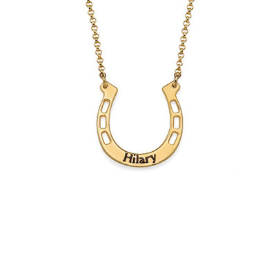 18ct Gold Plated Engraved Horseshoe Necklace - Name My Jewellery