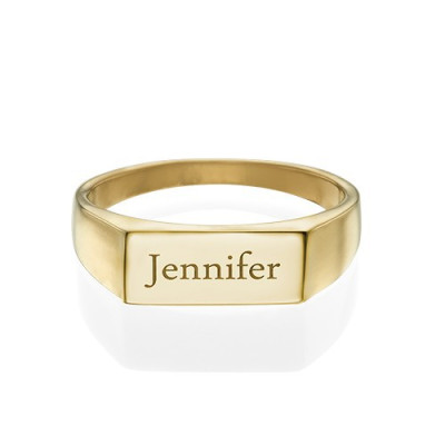 Gold Plated Engraved Signet Ring - Name My Jewellery