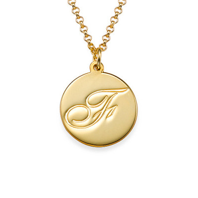 18ct Gold Plated Initial Pendant with Script Font - Name My Jewellery