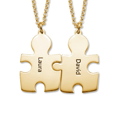 18CT Gold Plated Personalised Couple's Puzzle Necklace - Name My Jewellery
