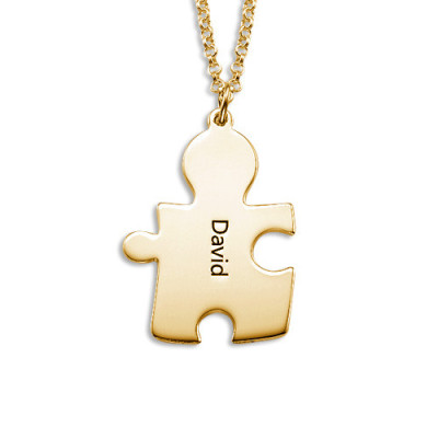 18CT Gold Plated Personalised Couple's Puzzle Necklace - Name My Jewellery