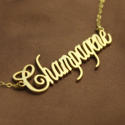 18ct Gold Plated Silver 925 Personalised Champagne Font Name Necklace - Name My Jewellery