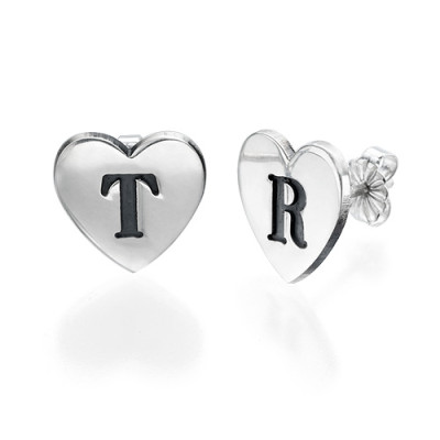 Heart Initial Earrings - Name My Jewellery