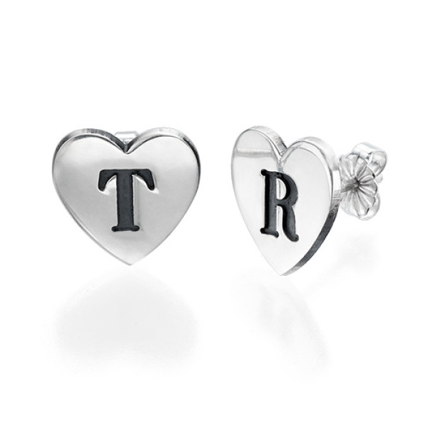 Heart Initial Earrings - Name My Jewellery