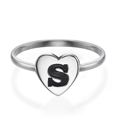 Heart Initial Ring in Sterling Silver - Name My Jewellery