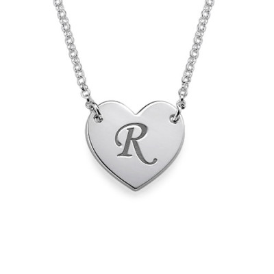 Heart Necklace with Initial Print Font - Name My Jewellery