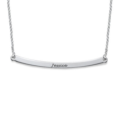 Horizontal Silver Bar Necklace - Name My Jewellery