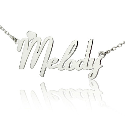 Personalised 18ct White Gold Plated Fiolex Girls Fonts Heart Name Necklace - Name My Jewellery