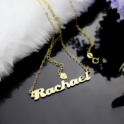 Personalised 18ct Solid Gold Puff Font Name Necklace - Name My Jewellery