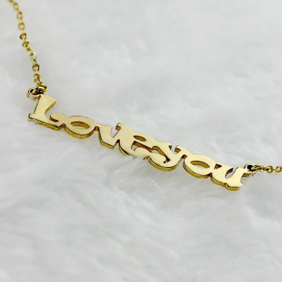 Cute Cartoon Ravie Font 18ct Gold Plated Name Necklace - Name My Jewellery
