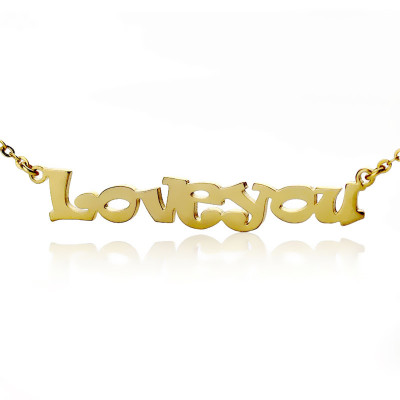 Cute Cartoon Ravie Font 18ct Gold Plated Name Necklace - Name My Jewellery
