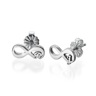 Infinity Stud Earrings with Initial - Name My Jewellery