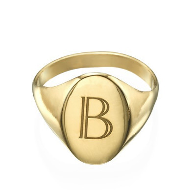 Initial Signet Ring - 18ct Gold Plated - Name My Jewellery