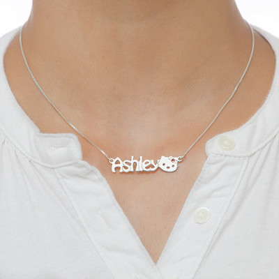 Kitten Nameplate Necklace for Girls - Name My Jewellery