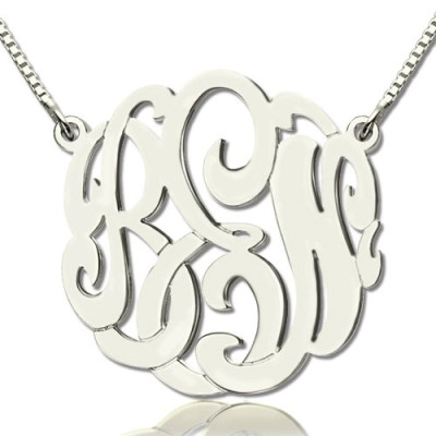 Custom Large Monogram Necklace Hand-painted Sterling Silver - Name My Jewellery