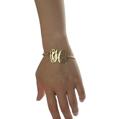 18ct Gold Plated Monogram Initial Bracelet 1.25 Inch - Name My Jewellery