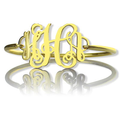 18ct Gold Plated Monogram Initial Bracelet 1.25 Inch - Name My Jewellery