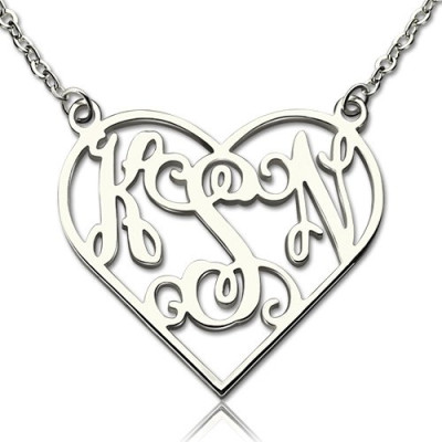 Heart Monogram Necklace Sterling Silver - Name My Jewellery