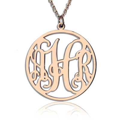 Circle Initial Monogram Necklace Rose Gold Plated - Name My Jewellery