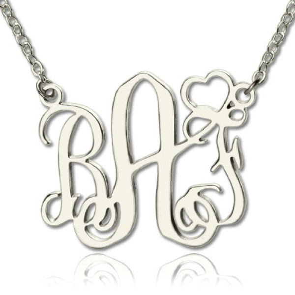 Personalised Initial Monogram Necklace With Heart Srerling Silver - Name My Jewellery