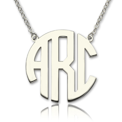 Solid White Gold 18ct Initial Block Monogram Pendant Necklace - Name My Jewellery