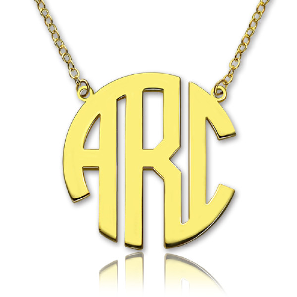 Solid Gold 18ct Initial Block Monogram Pendant Necklace - Name My Jewellery