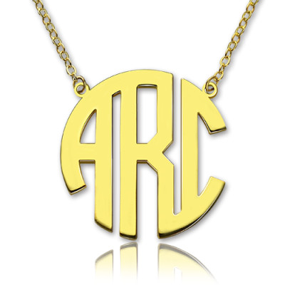 18ct Gold Plated Block Monogram Pendant Necklace - Name My Jewellery