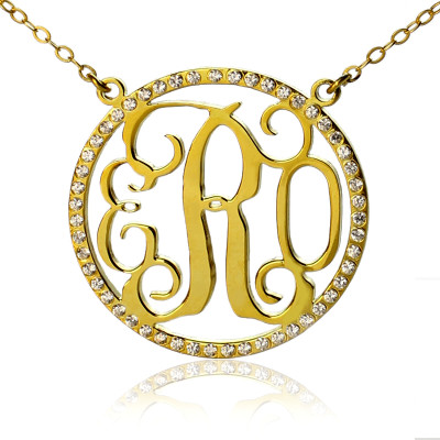 18ct Gold Plated Circle Birthstone Monogram Necklace  - Name My Jewellery