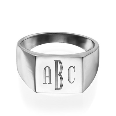 Monogrammed Signet Ring in Silver - Name My Jewellery