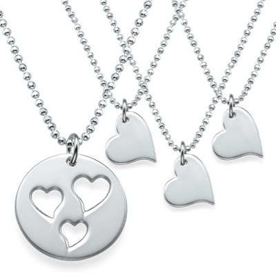 Mother and Daughter Cut Out Heart Necklace Set - Name My Jewellery