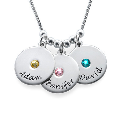 Mother's Disc and Birthstone Necklace  - Name My Jewellery