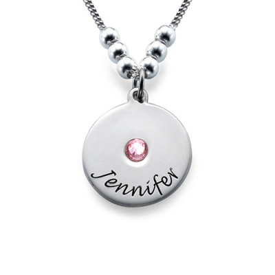 Mother's Disc and Birthstone Necklace  - Name My Jewellery
